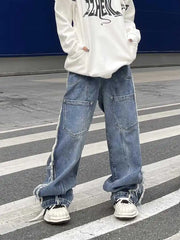 Women's American Style Wide-Leg Jeans with Pockets