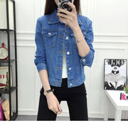 Women's Slim-Fit Short Denim Jacket - Korean Style