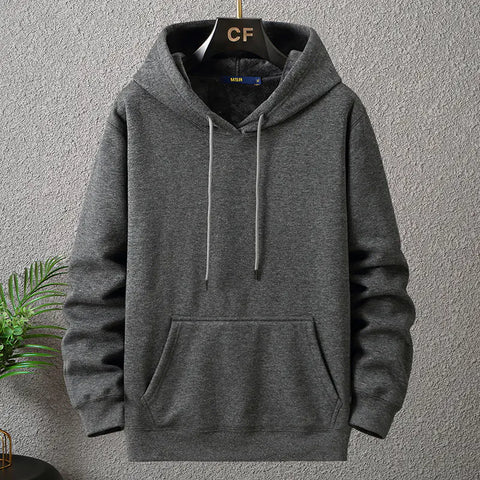 Plus Size Solid Color Fleece Hoodie for Men 12XL