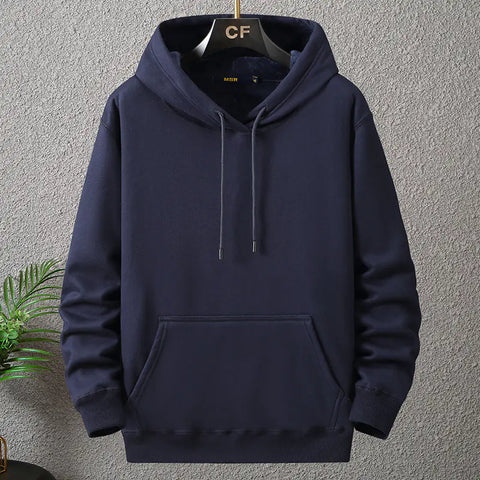 Plus Size Solid Color Fleece Hoodie for Men 12XL