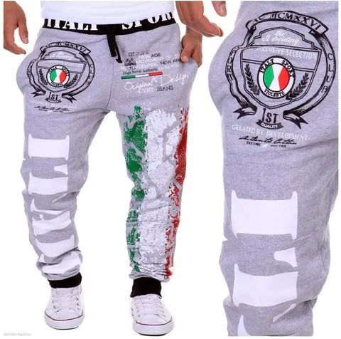 Men's Casual Sports Pants with Italian Flag Print