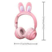 Cute Rabbit Wireless Headphones with RGB LED for Kids