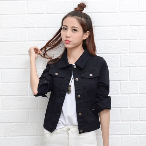 Women's Slim-Fit Short Denim Jacket - Korean Style