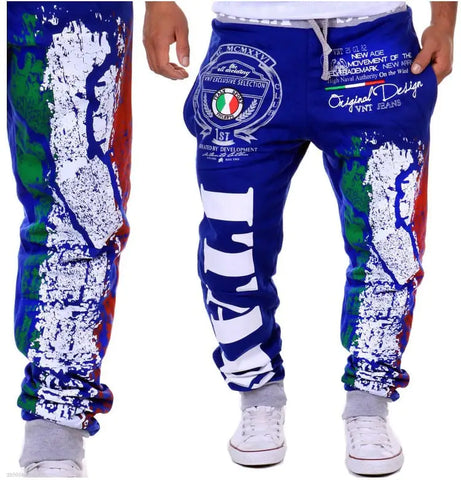 Men's Casual Sports Pants with Italian Flag Print