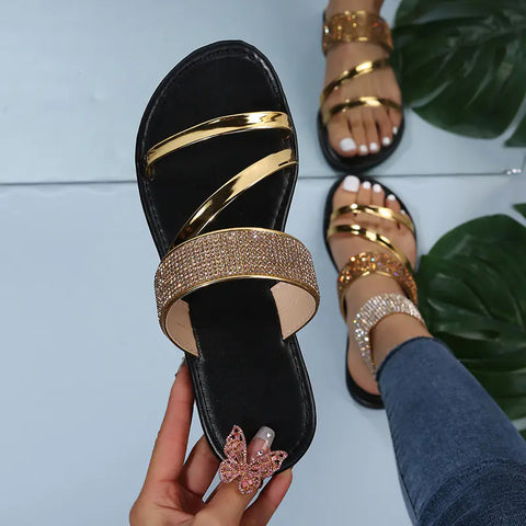 Large Outdoor Rhinestone Casual Sandals for Women
