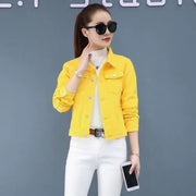 Women's Slim-Fit Short Denim Jacket - Korean Style
