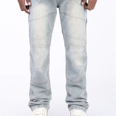 American Retro Straight Leg Segmentation Design Pants