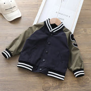 Boys Handsome Baseball Uniform Jacket with Stand Collar