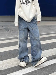 Women's American Style Wide-Leg Jeans with Pockets