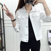 Women's Slim-Fit Short Denim Jacket - Korean Style