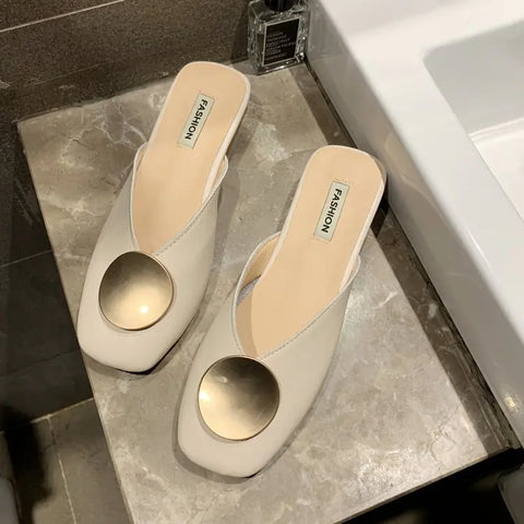 Women's Summer Casual Baotou Low Heel Slippers