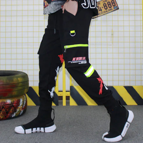 Pocket Letter Printed Harem Pants for Trendy Style