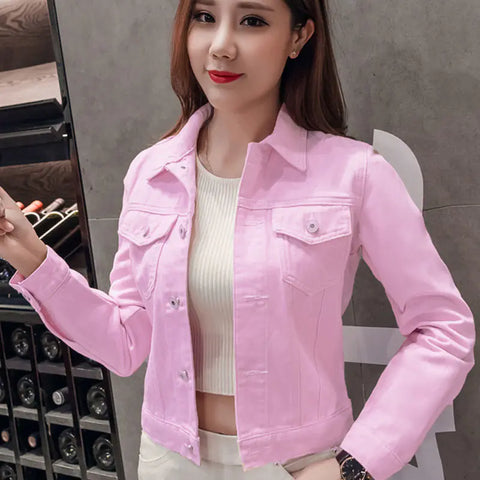 Women's Slim-Fit Short Denim Jacket - Korean Style