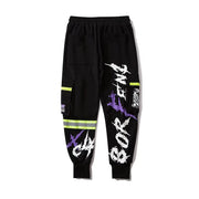 Pocket Letter Printed Harem Pants for Trendy Style