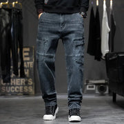Men's Retro Multi Pocket Loose Straight Leg Jeans