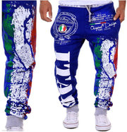 Men's Casual Sports Pants with Italian Flag Print