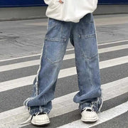 Women's American Style Wide-Leg Jeans with Pockets