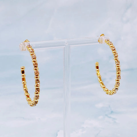 Ball And Jewel Hoop Earrings