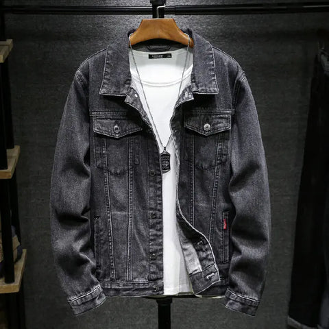 Men's Slim Fit Korean Style Denim Jacket for Teens