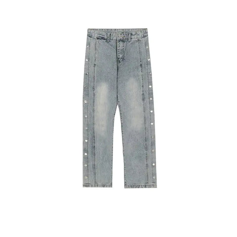 Slim-fit Jeans with Side Full-breasted Design