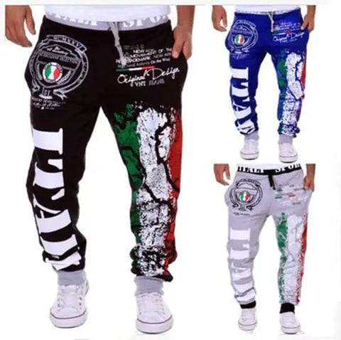 Men's Casual Sports Pants with Italian Flag Print