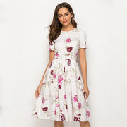 Summer Women's A-Line Floral Print Dress (Short Sleeve)