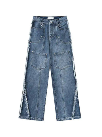 Women's American Style Wide-Leg Jeans with Pockets