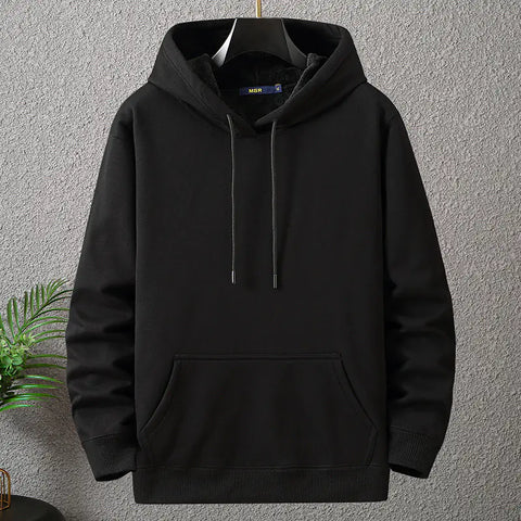 Plus Size Solid Color Fleece Hoodie for Men 12XL