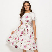 Summer Women's A-Line Floral Print Dress (Short Sleeve)