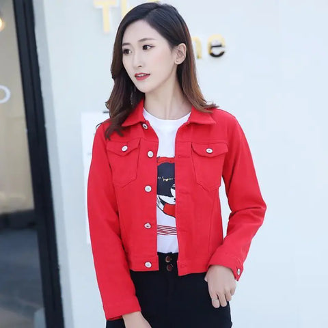 Women's Slim-Fit Short Denim Jacket - Korean Style